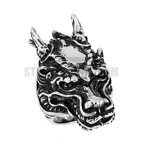 Biker Men's Dragon Gothic Stainless Steel Mens Ring SWR0677 - Click Image to Close